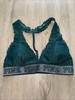 Teal Lace Bralette with Glitter Logo Band